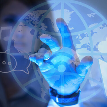 Business people using internet Business people browsing the web on a screen